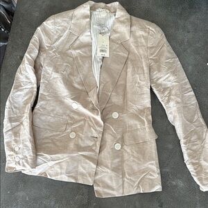 Beige Double-Breasted Blazer